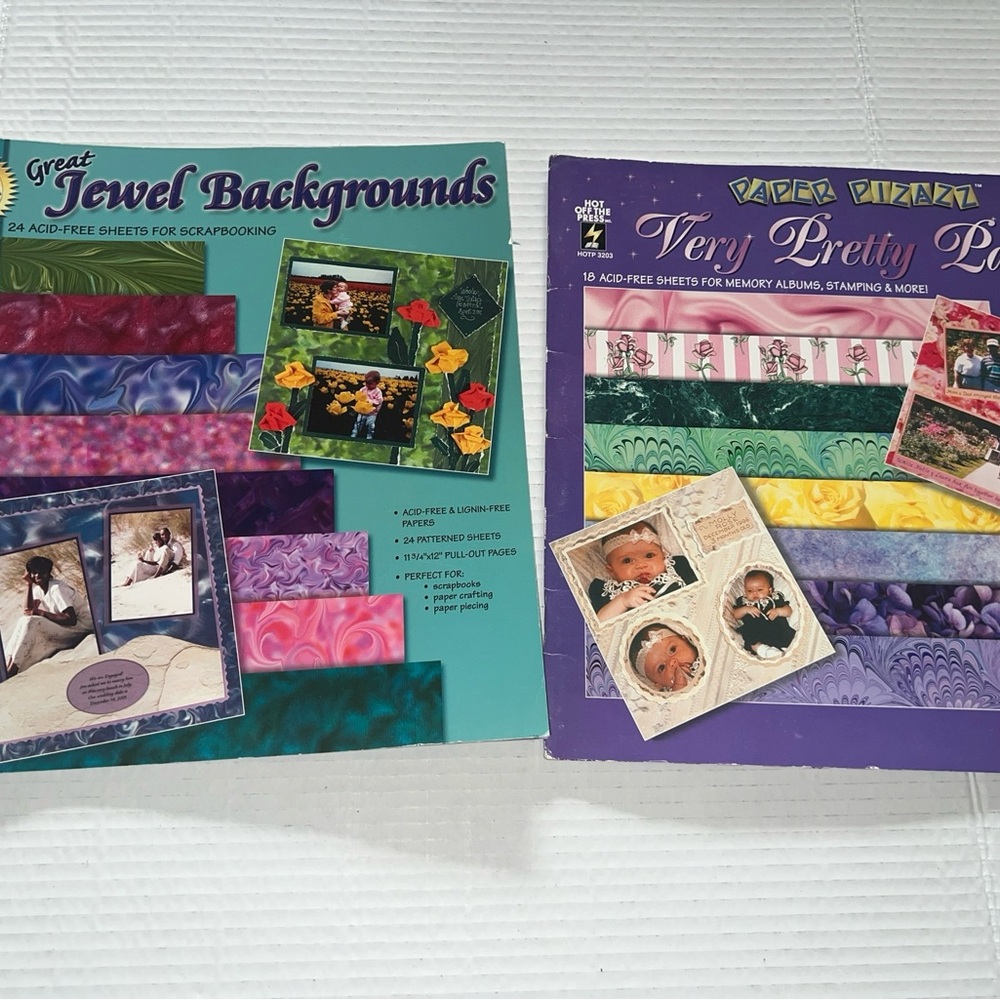 Paper Pizazz LOT OF 2 Jewel And Pretty Papers, Acid Free 11.75x12 Books